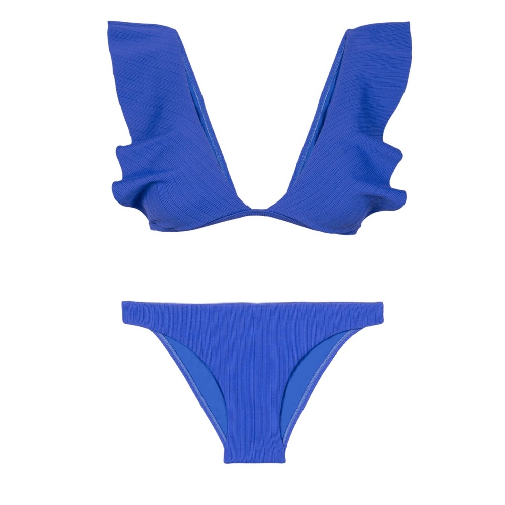 Vix by Paula Hermanny Ruffled Bikini in Klein Blue size M - Picture 2 of 8